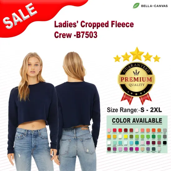 Bella + Canvas&reg; Ladies Cropped Fleece Crew YELLOW {2}