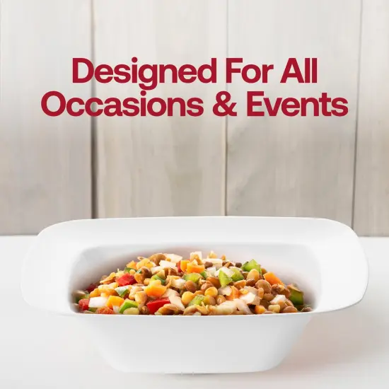 Solid White Rounded Square Disposable Plastic Dessert Bowls - 5 oz. (120 Bowls) {6}