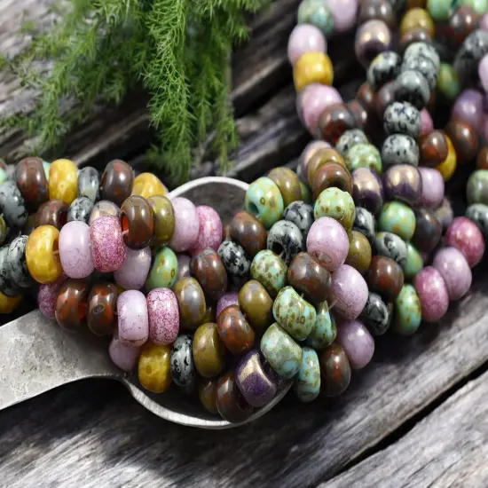 33/0 Aged Rosaline Striped Picasso Seed Bead Mix (9" Strand) {3}