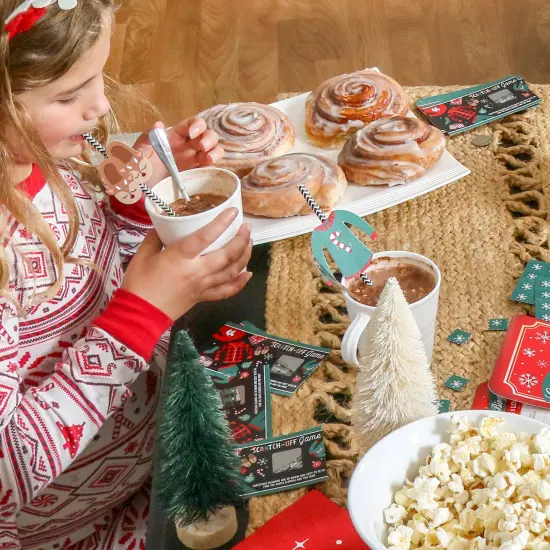 Big Dot of Happiness Christmas Pajamas - Paper Straw Decor - Holiday Plaid PJ Party Striped Decorative Straws - Set of 24 {5}