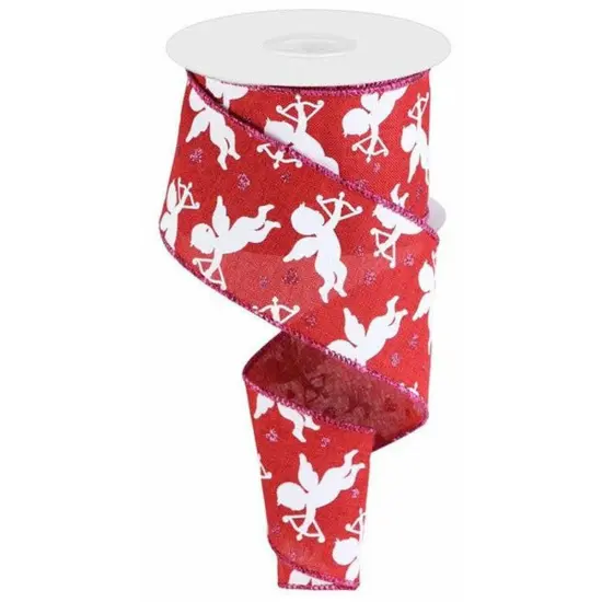 2.5" Cupid on Royal Ribbon: Dark Red (10 Yard) {1}