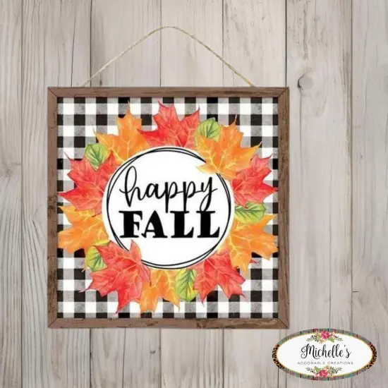 10" Wooden Sign: Happy Fall Leaf {4}