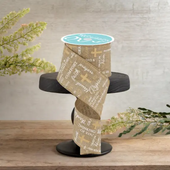 2.5" Words of Comfort Ribbon: Lt Beige (10 Yards) {2}