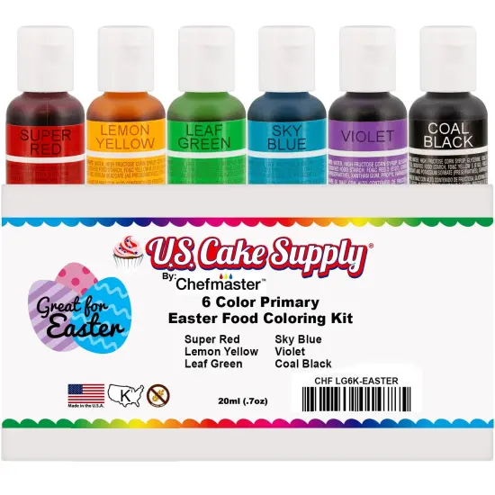 U.S. Cake Supply 6 Color Primary Easter Food Coloring Kit {2}