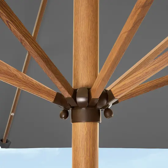 Best Choice Products 9ft Deep Square Solar LED Lighted Patio Umbrella w/ Faux Wood Texture, UV-Resistant Gray {2}