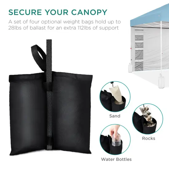 Best Choice Products 10x10ft Easy Setup Pop Up Canopy, Portable Tent w/ Side Wall, 1-Button Push, Case Blue/White {6}