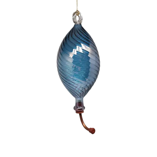 Blown Egyptian Glass Hummingbird Feeder - Blue {1}