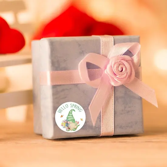 500PCS 1.5" Hello Spring Sticker for Small Business, Baking Packaging, Gift Cards, Envelopes Seals, Party Supplies(Gnome) {5}