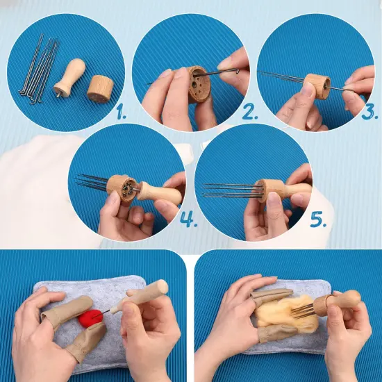 Needle Felting Kit, Needle Felting Starter Kit with Exquisite Green Storage Bag, Wool Roving 18 Colors Set, Needle Wool Felting Tools Kit, Wool Felt Tools for Felted Animal Needle Felting Supplies {5}