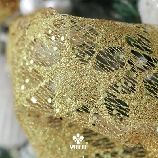 Gold Glitter Mesh Star Web Ribbon Yards Roll Gold Mesh Fabric Ribbon Decorative Mesh Gold Mesh Ribbon {2}
