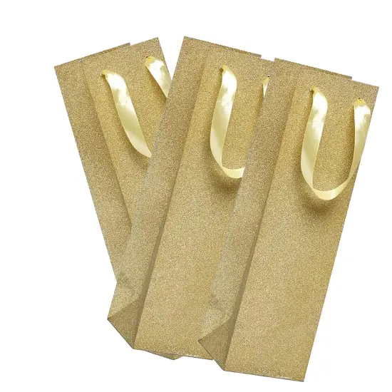 Chic Glitter Grain Wine Euro Totes 4 1/8'' x 4 1/8'' x 14 1/4'' for Bottle Gifts Champagne {6}