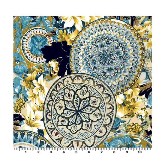 Romantic Mandalas and Lilies Printed Spandex Fabric {4}