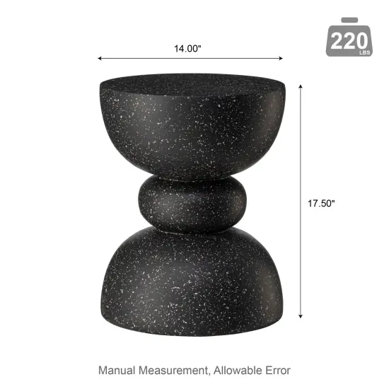 Set of 2 17.25"H Multi-functional MGO Faux Terrazzo Garden Stool or Planter Stand or Accent Table Black {6}