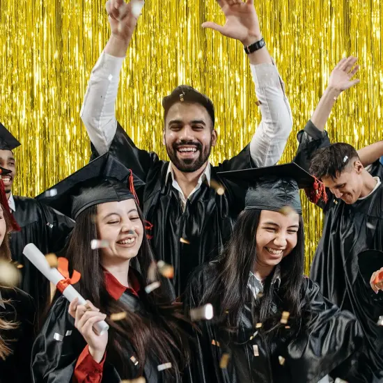 2 Pack Gold Foil Curtain Backdrop Party Decorations {4}