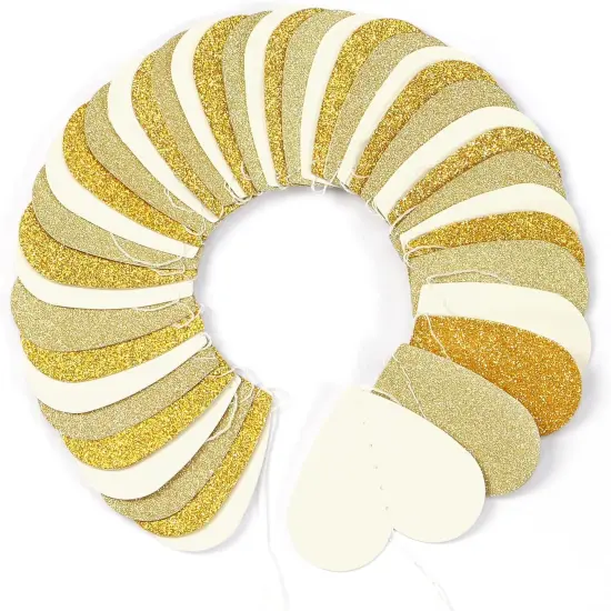 White & Gold Champagne Party Decorations Heart Streamers Garland {3}