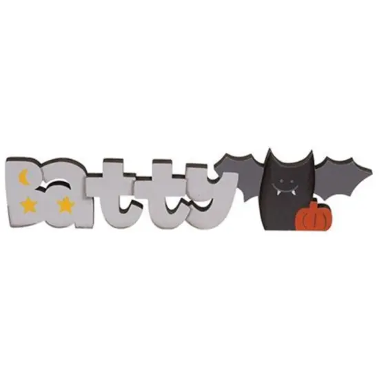 3 Asstd. Halloween Wooden Word Block Set Boozy Witchy Batty Shelf Decor {4}