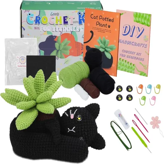 Black Cat Animal Crochet Kit With Accessories {1}