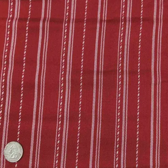 1 Yard Rayon Twill Yarn Dyed Stripe Fabric Burgundy Wide Medium Weight Apparel Material 54/55 Inches Width {2}