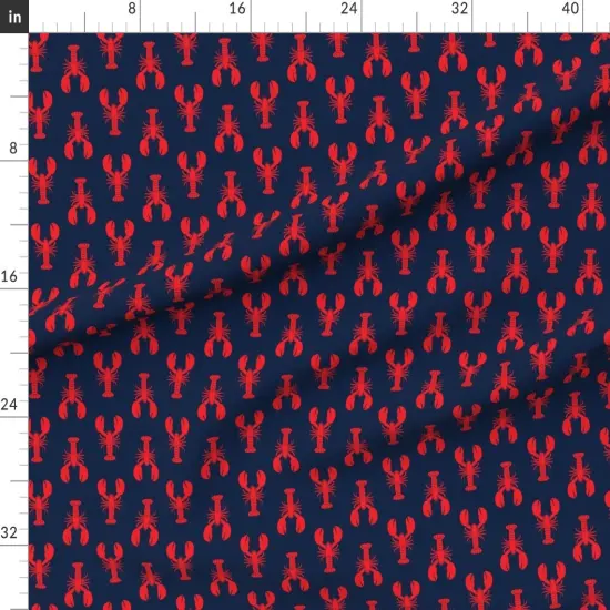 Various Fabrics by the Yard or Fat Quarter Nautical Lobster Red Lobsters Navy New England maine Custom Printed Fabric by Spoonflower {1}