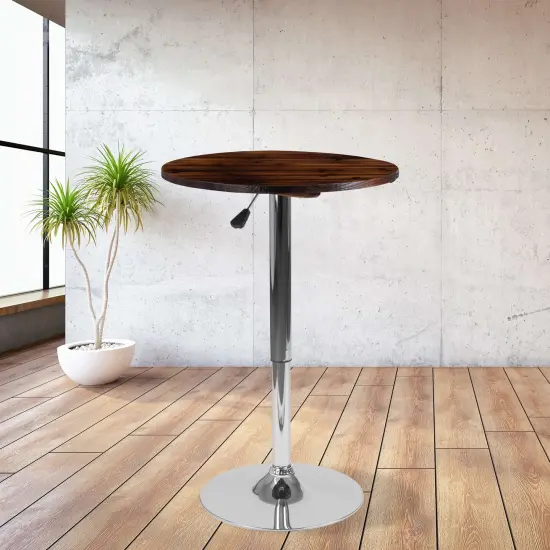 Emma and Oliver 23.5'' Round Adjustable Height Wood Table (Adjustable Range 26.25'' - 35.5'') Rustic Pine {1}