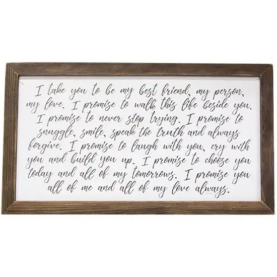 My Vow Wall Art Framed 17x31 White Wood Print for Living Room {1}