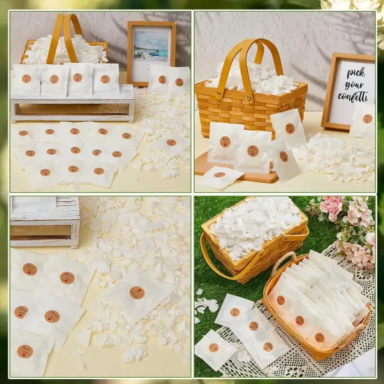 55 Pack Biodegradable Confetti, White Dried Hydrangea Flower Petals with 60 Pcs Throw Me Stickers Wedding Confetti Biodegradable Flower Petals {3}