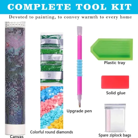 Tiger Diamond Art Kits for Adults, Fire Tiger Round Full Drill Diamond Painting Kits for Beginners Gem Art Painting Kits, DIY 5D Diamond Dots Painting with Diamond Arts and Crafts 12x12inch {4}