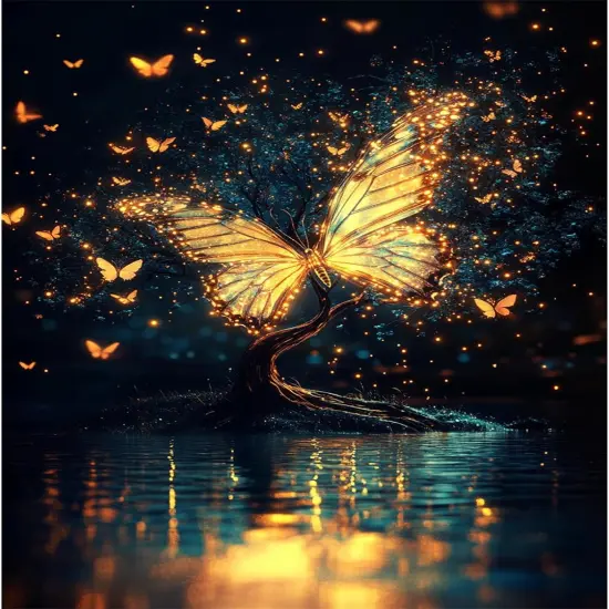 Diamond Art Painting Kits 5D Full Drill, Glowing Butterfly Diamond Art Kits for Adult Beginners, Diamonds Painting Art and Crafts Kit Perfect for Home Wall Decor 12x16inch {1}