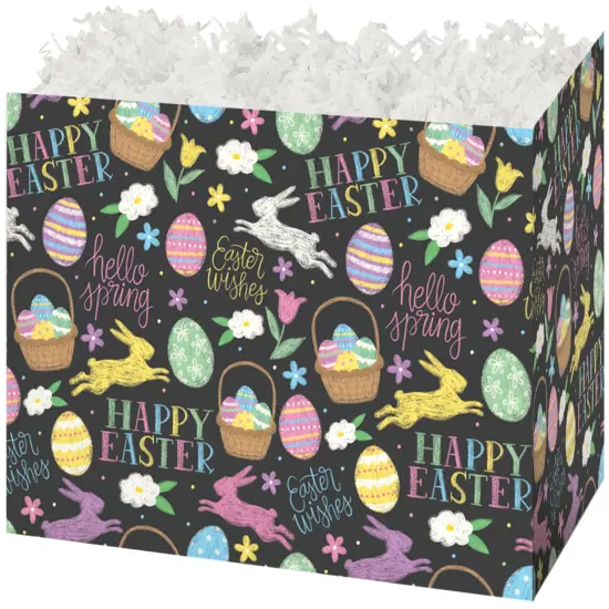 Pack/6: Easter Chalkboard Basket Box - 6-3/4 x 4 x 5" {1}
