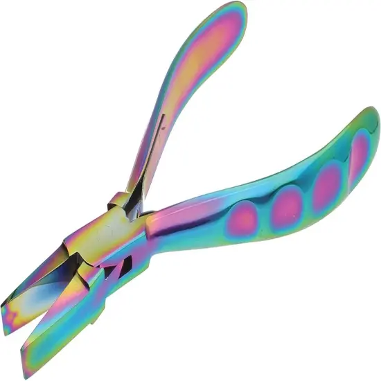 The Beadsmith Chroma Series Flat Nose Pliers, 5.5" (140mm) with Hardened Stainless-steel Head, Rainbow Titanium Coating, Contoured Comfort Grip Handle and Double-leaf Spring, Tool for Jewelry Making {2}