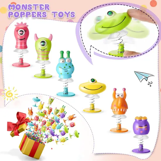 48-piece Big Eye Animal Spring Launcher Toy Set - Bouncy Jumping Toys for Boys and Girls, Suitable for Classroom Prizes and Goodie Bag Fillers, Includes 6 Styles {3}