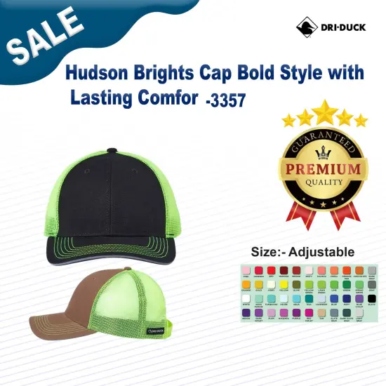 DRI DUCK&reg; Hudson Brights Cap Bold Style with Lasting Comfort Black/ Neon Yellow {3}
