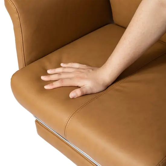 Modern Deluxe Faux Leather Gaslift Adjustable Swivel High Back Office Chair with Footrest and Armrest Camel {5}