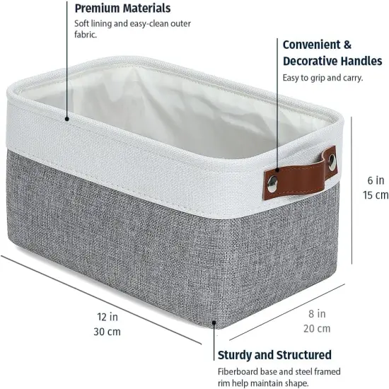 Small Fabric Storage Bins for Shelves 3 Pack, 12x8in Closet Storage Bins for Shelves {2}