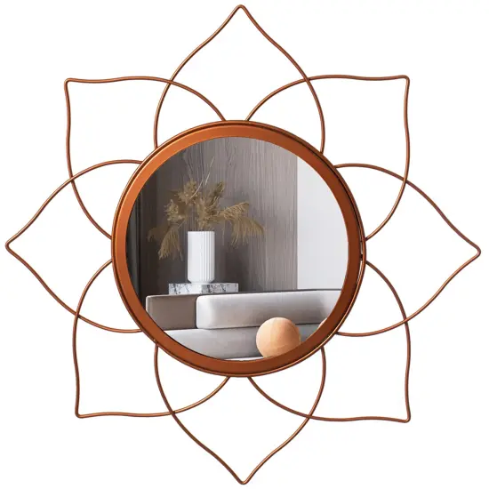Uniquewise Decorative Metal Wall Mounted Modern Mirror - Perfect for Living Room, Bedroom, Bathroom Vanity, Entryway, or Hallway, Adding Elegance and Charm to Your Space {12}