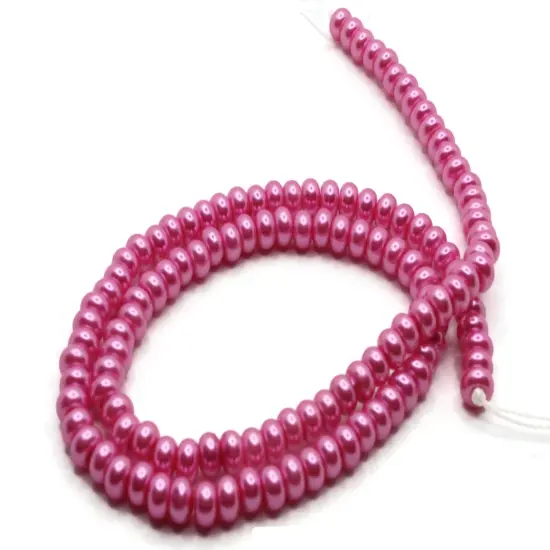 120 5mm Pink Glass Pearl Rondelle Beads {2}