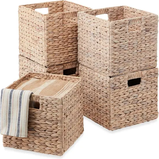 Rustic Handwoven 10.5x10.5in Hyacinth Baskets – Set of 5 Natural {2}