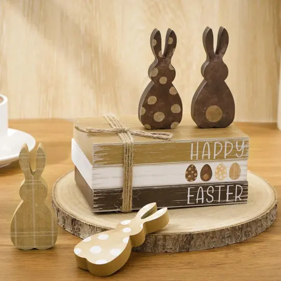 7-Piece Easter Wooden Tiered Tray Decor &ndash; Farmhouse Bunny Set {1}