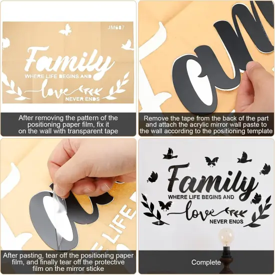 Mirror Family Wall Decor 3D Acrylic Wall Decal Stickers Family Letter Quotes {4}