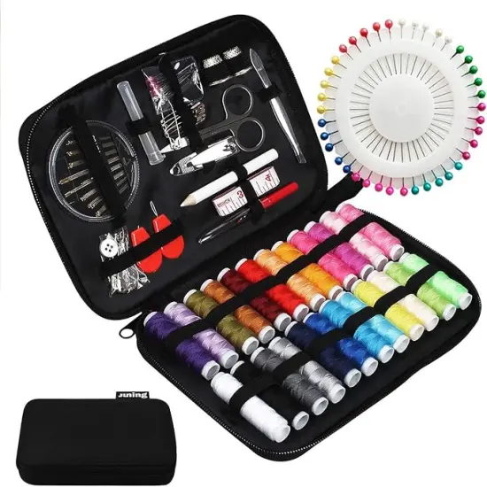 Sewing Kit with Case, 130 pcs Sewing Supplies for Home Travel and Emergency, Kids Machine, Contains 24 Spools of Thread, Mending and Sewing Needles, Scissors, Thimble,Measuring Tape {1}
