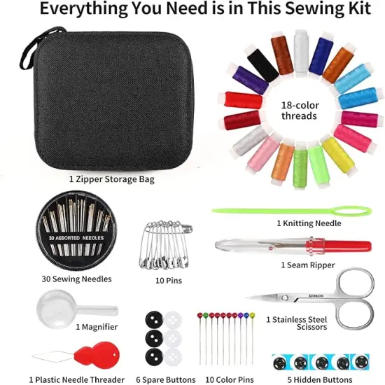 Sewing Kit Basic,Marcoon Needle and Thread Kit with Sewing Supplies and Accessories for Adults,Kids,Beginner,Home,Travel,Emergency Including Scissors,Measure Tape,Needle Threader and More {2}