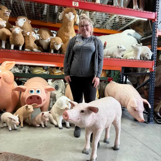 Baby Pig Standing Life Size Statue {3}