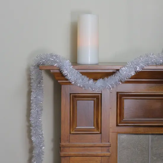 Northlight Shiny Silver Christmas Garland - 12' x 2.25" - Unlit {4}