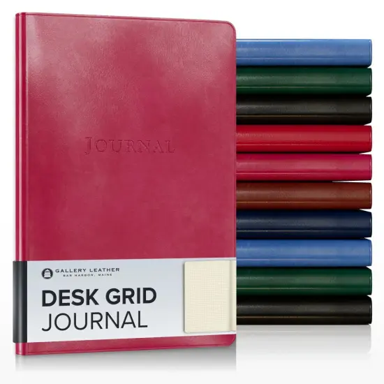 Gallery Leather Grid Journal - Crafted in Maine, USA - Elegant Leather Writing Notebook with 192 Lined Pages - A Timeless Space for Your Thoughts - 8x5.5, Desk Grid Acadia Black {2}