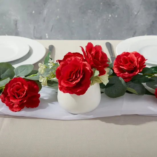 Artificial Red Rose Silk Flower Head for Crafts, Wedding Decor (3.5 In, 36 Pack) {2}