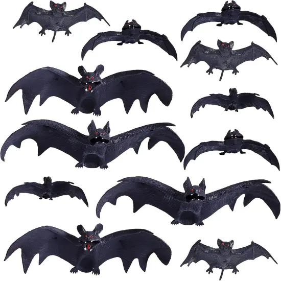 12pcs Halloween Rubber Hanging Bats {1}