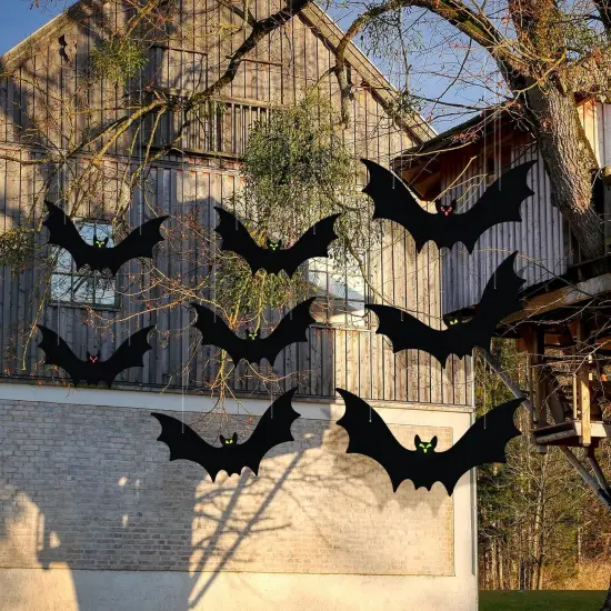 12pcs - Glowing Eyes Hanging Bats {2}