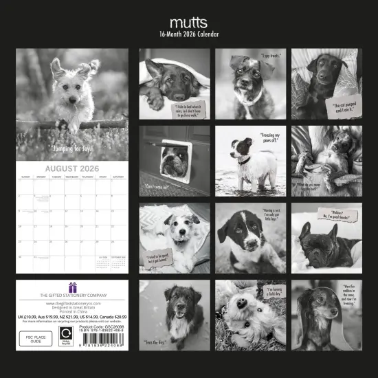 The Gifted Stationary 2026 Square Wall Calendar, Mutts, 16-Month Humor Theme with 180 Reminder Stickers (12 x 12 In) Multicolor {4}