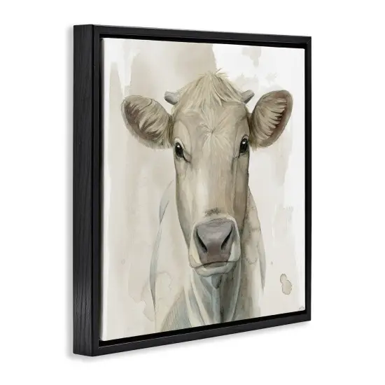 Stupell Industries Monochrome Cattle Face Portrait Floating Frame By Grace Popp {3}