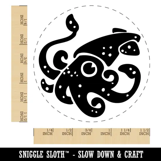 Curious Spotted Squid Tentacles Arms Self-Inking Rubber Stamp Crafting Planners Black {1}